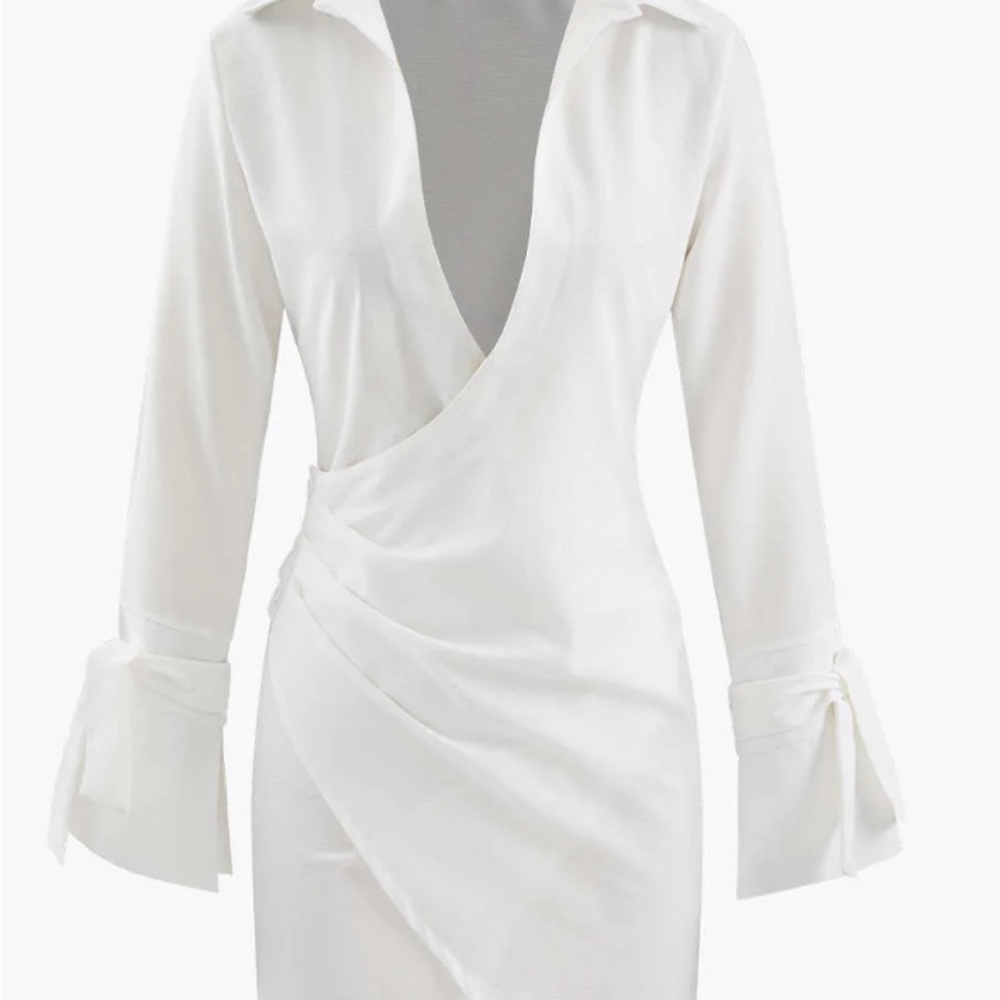 Elegant White Draped Mini Dress